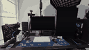 Jack's actual streaming desk - both monitors off