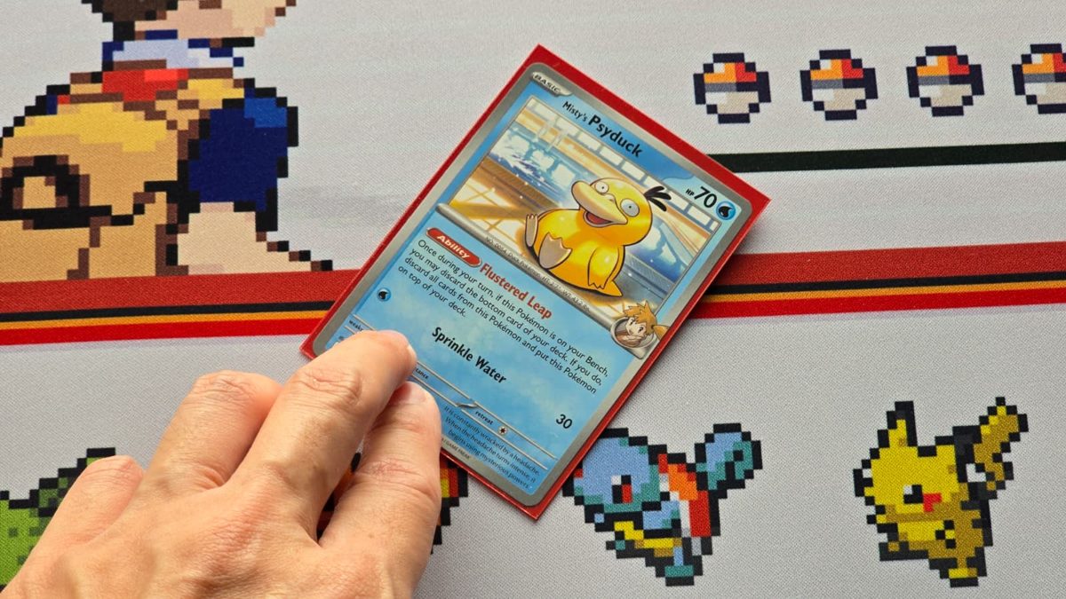 The same Psyduck card turned at a slight angle to show its Ability has been used