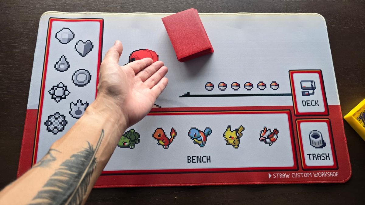 Placing a shuffled deck on the table and offering it to the opponent to cut